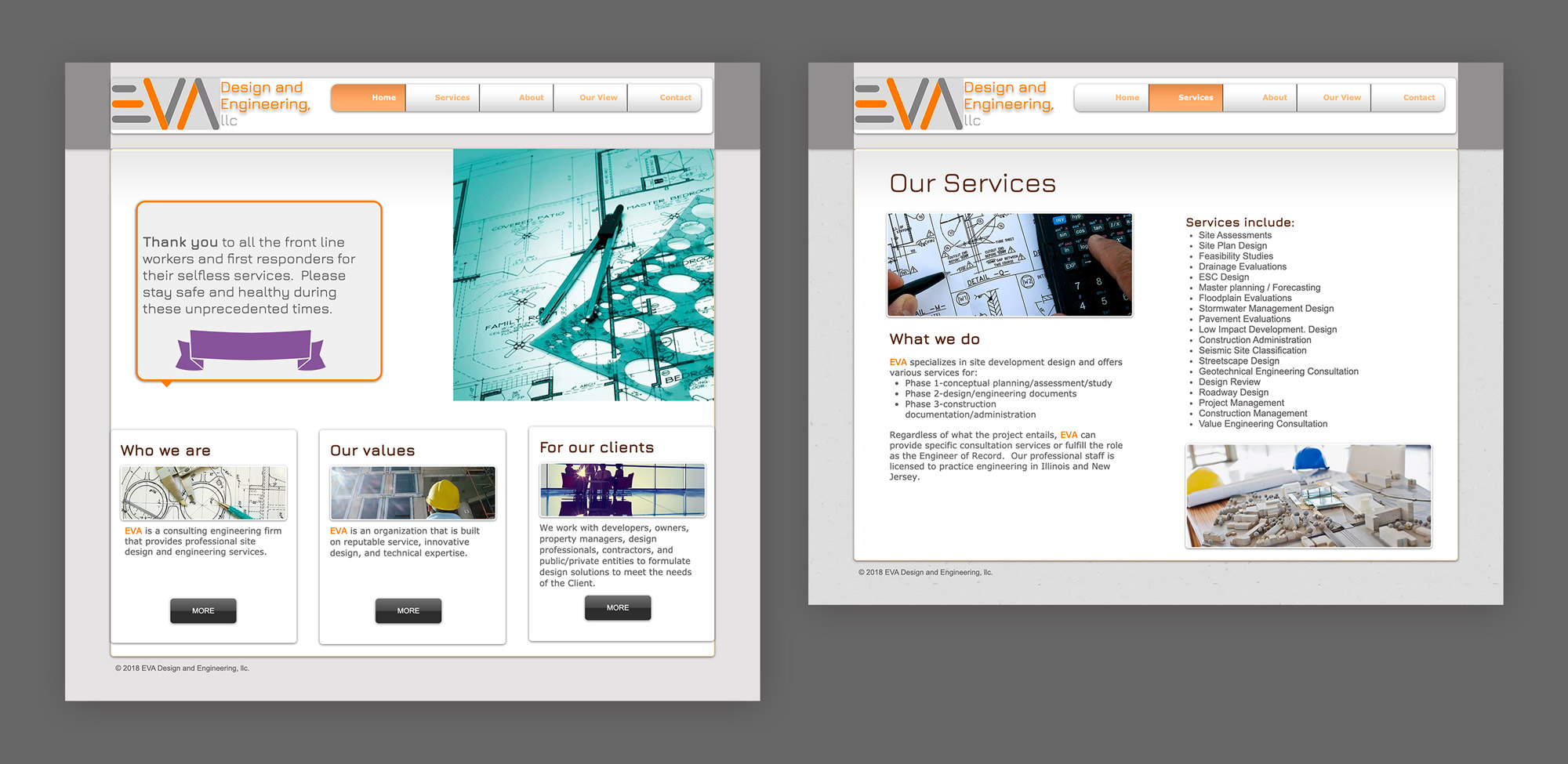 The EVA website before our redesign
