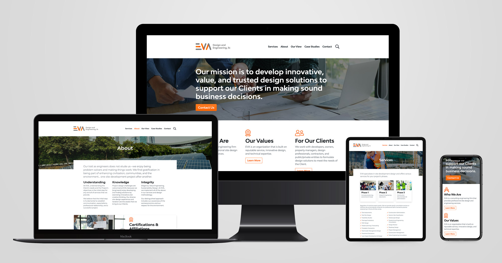 Responsive web design for EVA Engineering
